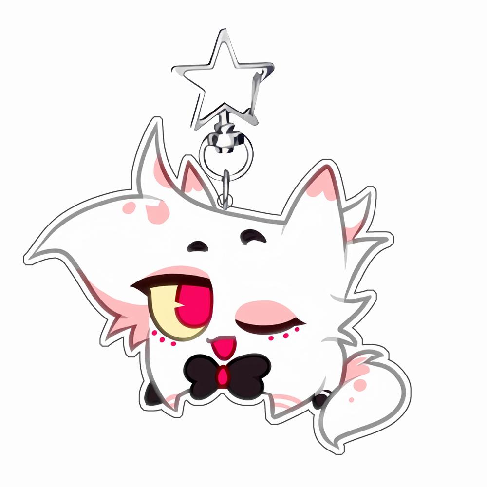 

Anime Cartoons Acrylic Keychain for Vaggie Angel Dust Lucifer Vox Q Version Beastly Key Buckle Student Backpack Pendant Toy Gift