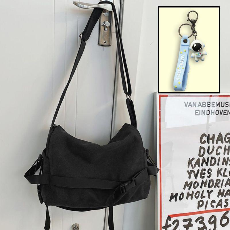 Canvas messenger bag boys trendy brand large capacity ins Japanese versatile retro backpack simple casual men