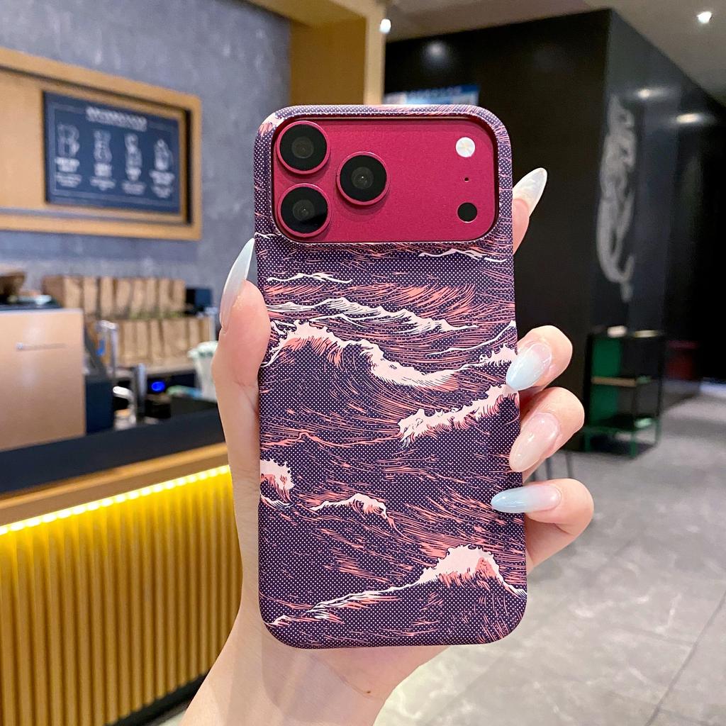 Applicable to iPhone18Pro Max spray pattern half pack magnetic mobile phone case Apple 18Pro water sticker PC protective case