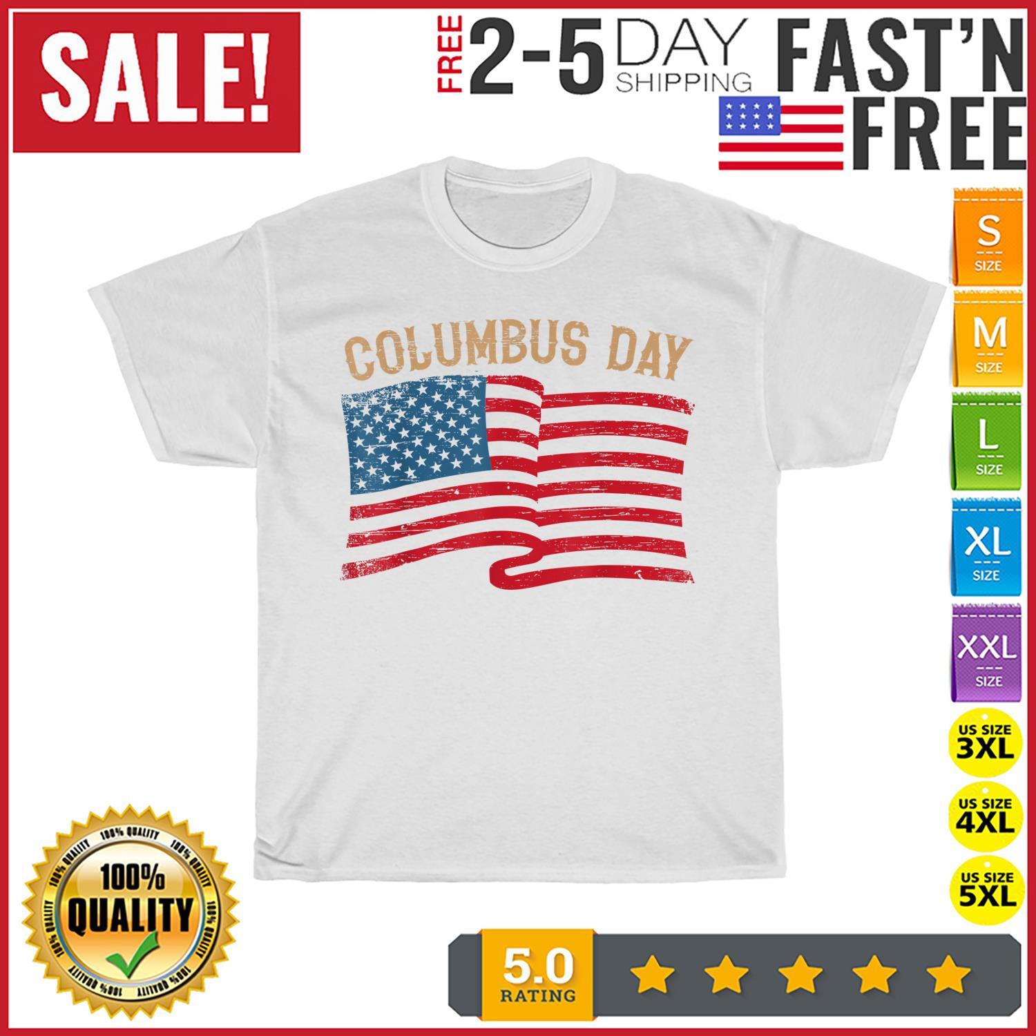 Christopher Columbus Day USA Flag Italian American Heritage T Shirt Mens Womens Tees Top Men Women L