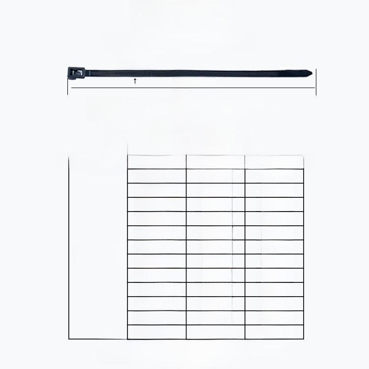 Reusable Nylon Cable Tie with Square Head, Black & White