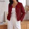ZANZEA Women Casual V-Neck Long Sleeve Thin Cardigan Blouse
