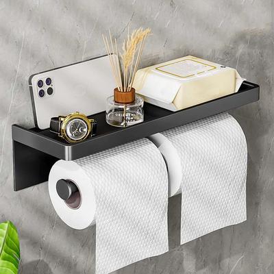 Toilet Paper Holder Wall-Mounted Paper Roll Holder With Storage Tray Toilet Organizer Phone Stand Bathroom Accessories
