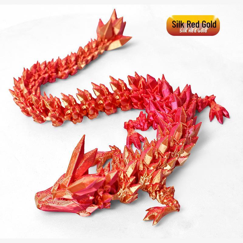 3D Printed Crystal Dragon Figurine with Movable Joints - Perfect Children's Birthday Gift