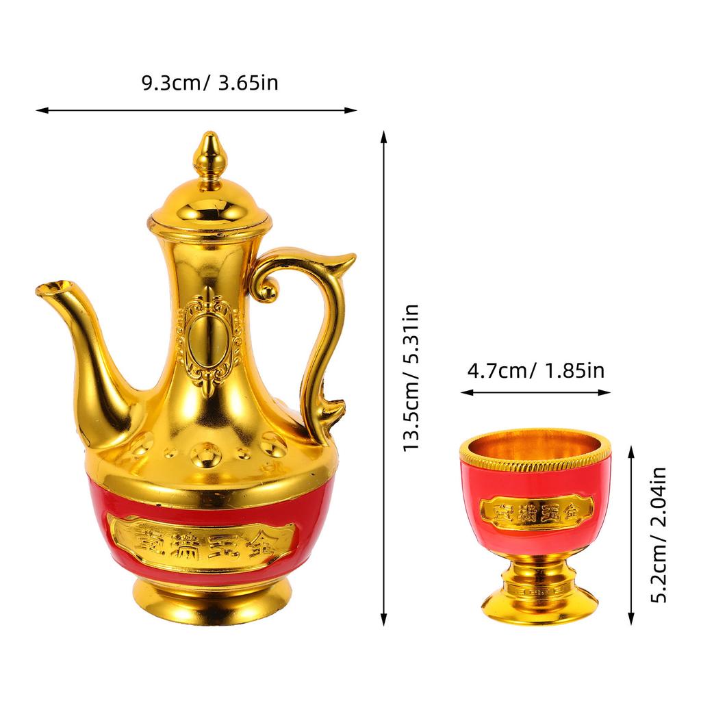 Luxury Gold Finish Worship Set with Chalices Water Bowls for Buddhist Altar Tibetan Rituals Divine Offerings Gold Chalice