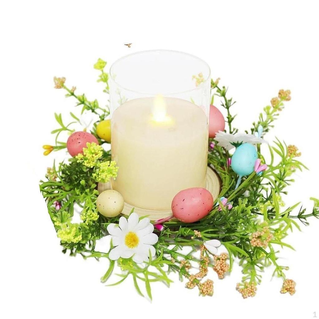 Easter Egg Candle Wreath Artificial Green Leaf Hanging Garland for Wedding Table Centerpiece