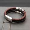 Classic Men's Brown Multi-layer Leather Bracelet Winding Design Punk Stainless Steel Magnet Clasp Bangle Male Jewelry Gifts