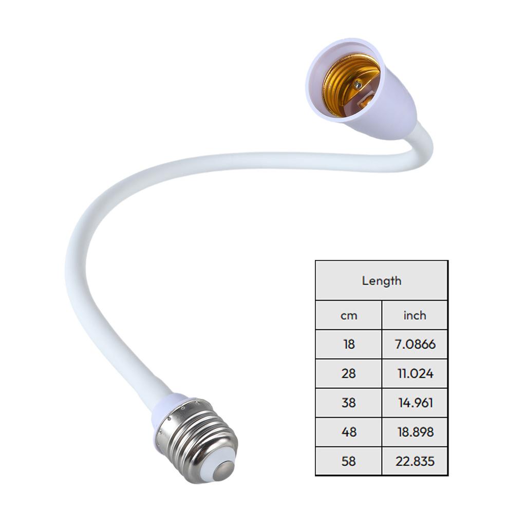 E27 To E27 Light Bulb Socket Adapter with Flexible Gooseneck Adjustable Extender for Home Lighting