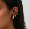 Salircon 1Pc Vintage Metal Three Layer Stud Earrings Women Punk Hip Hop Minimalist Ear Clip Daily Wear Jewelry Accessories Gifts