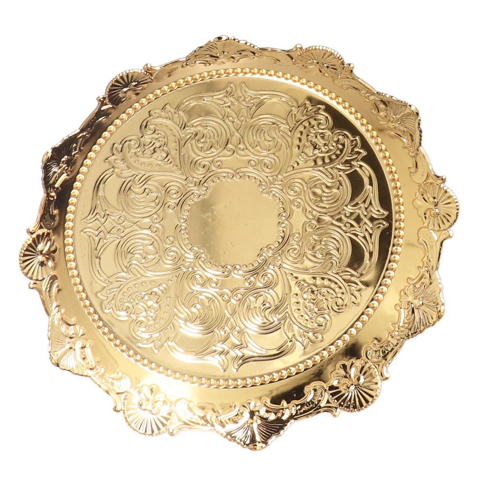 7.87 Inch Diameter Jewelry Tray Golden Finish Metal Fruit Plate Round Serving Tray Party Serving