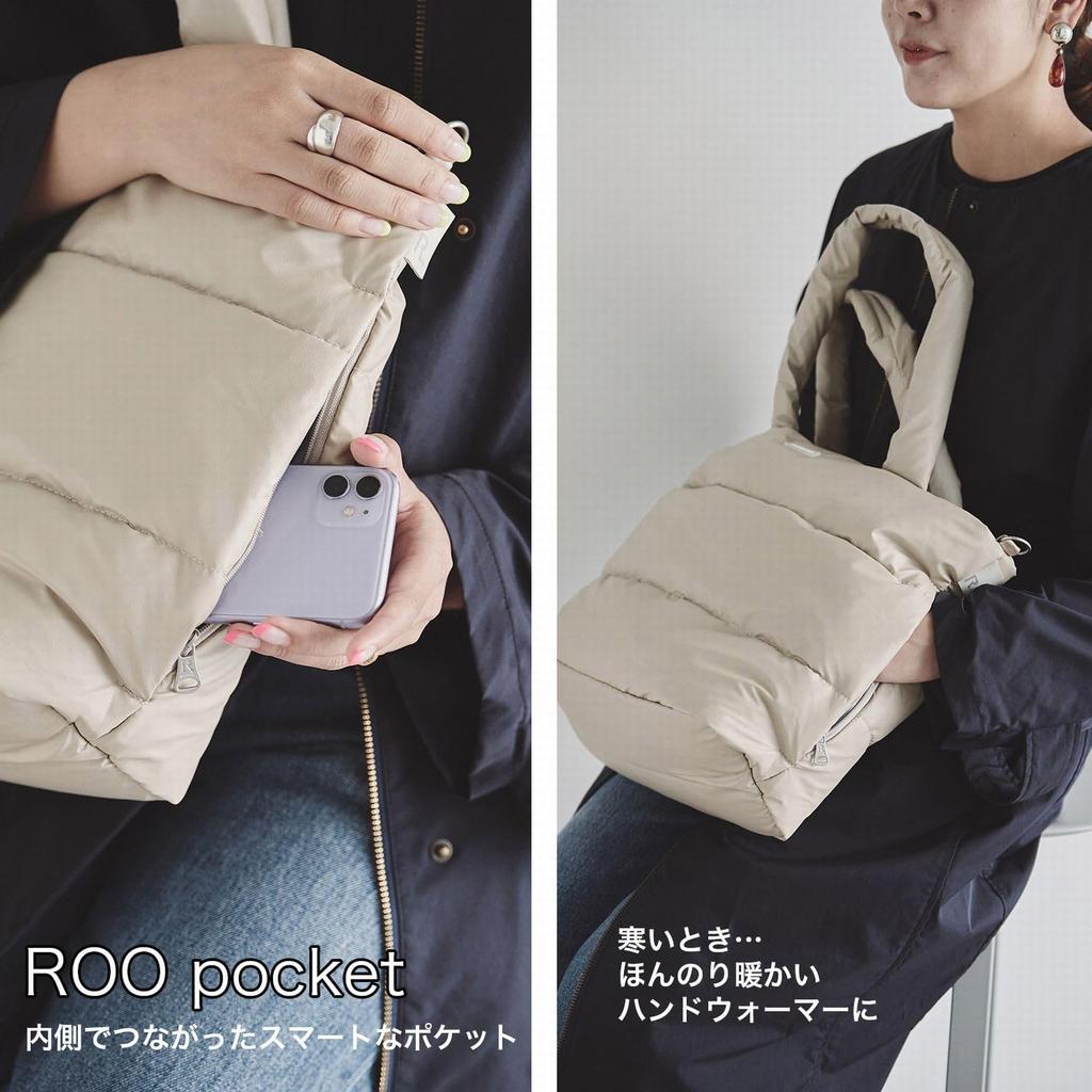 Tote Shoulder A4 Feather Feather Roo [Rootote] Women's Bag, Bag, Size, Filled, FE.Medium.Moderate-A (04 Greige)