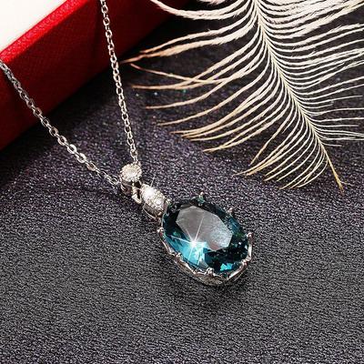 Nouveau Collier Ovale Zircon Simulation Peu Profond de Luxe