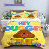 Biancheria da letto con motivo Hey Duggee, Set piumone Copripiumino Federa Regalo di compleanno per la casa (1 * copripiumino + 2 * federa, senza nucleo)
