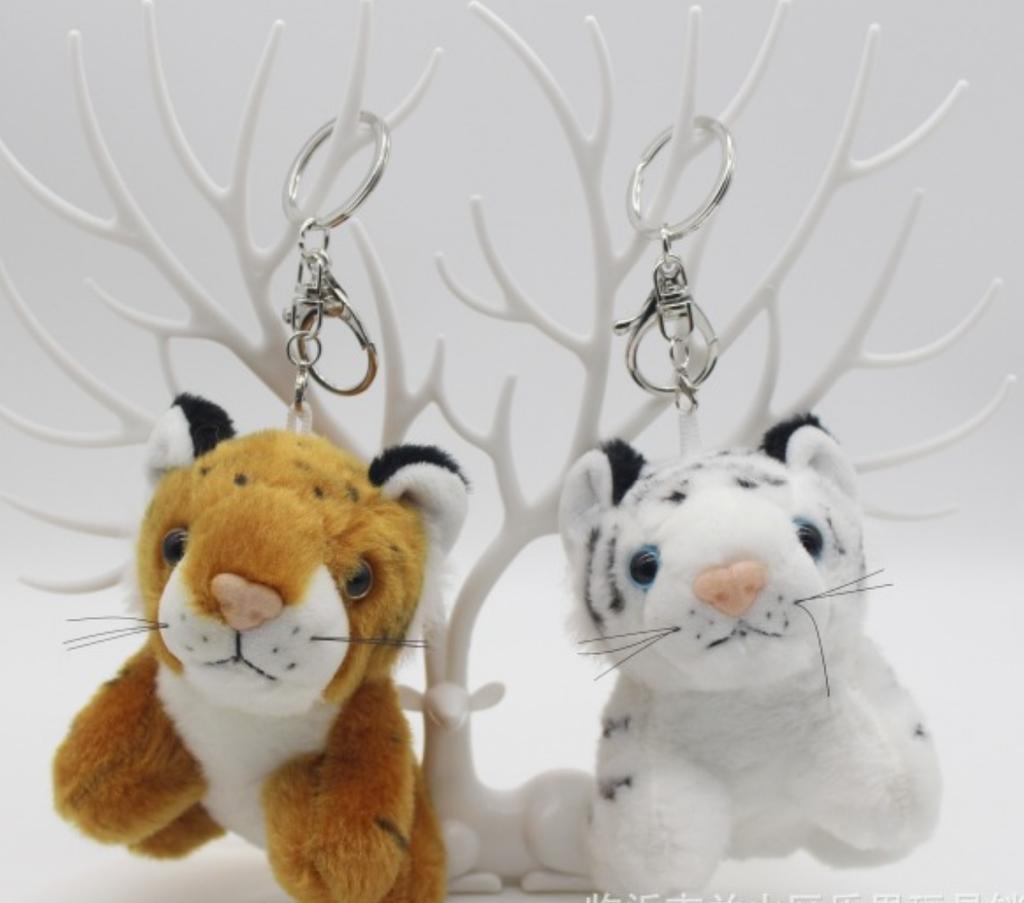 2s/lot 10cm cute animal Tiger stuffed pendant soft tiger plush toys Key chain