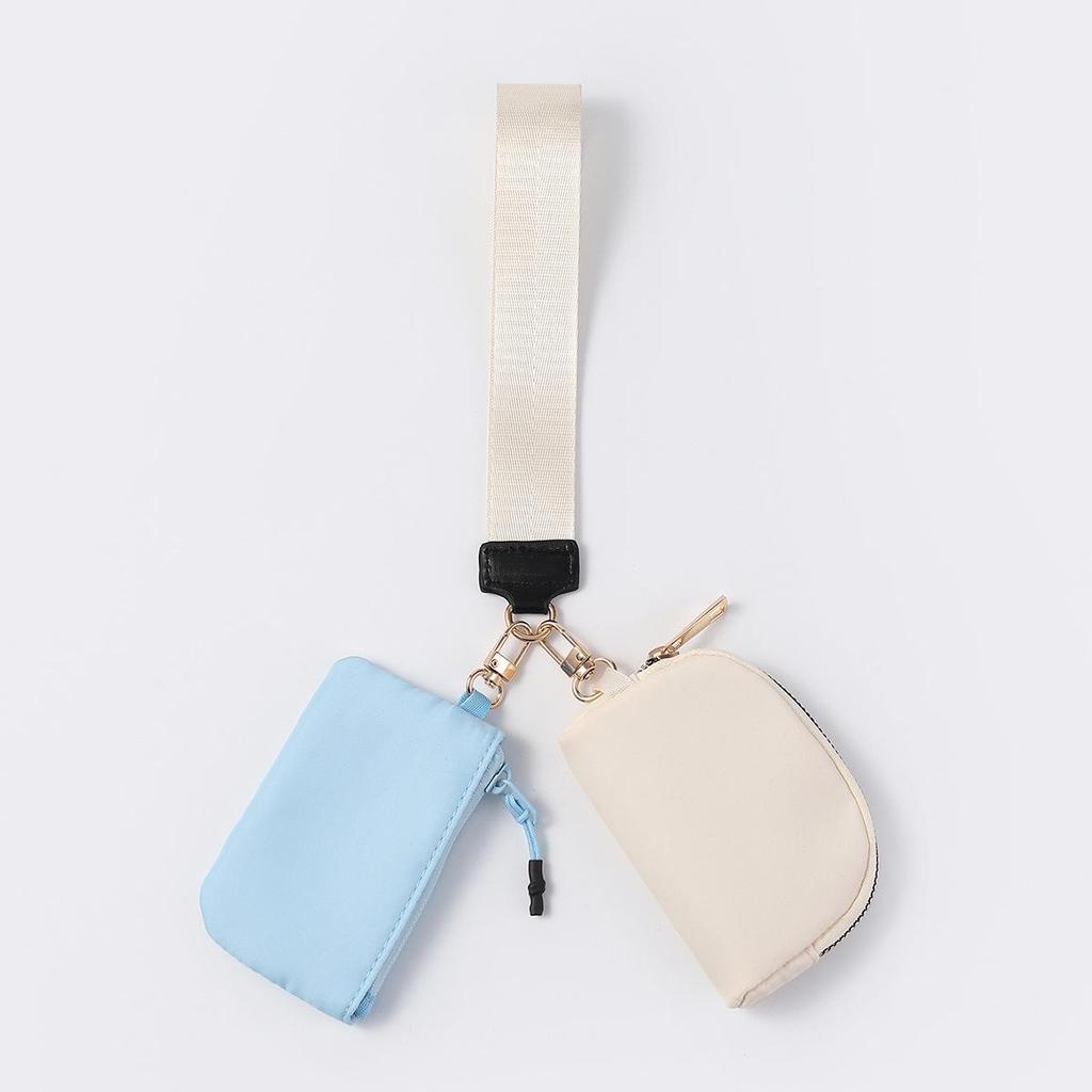 LULU Color Block Waterproof Nylon Coin Purse & Wristlet Key Bag