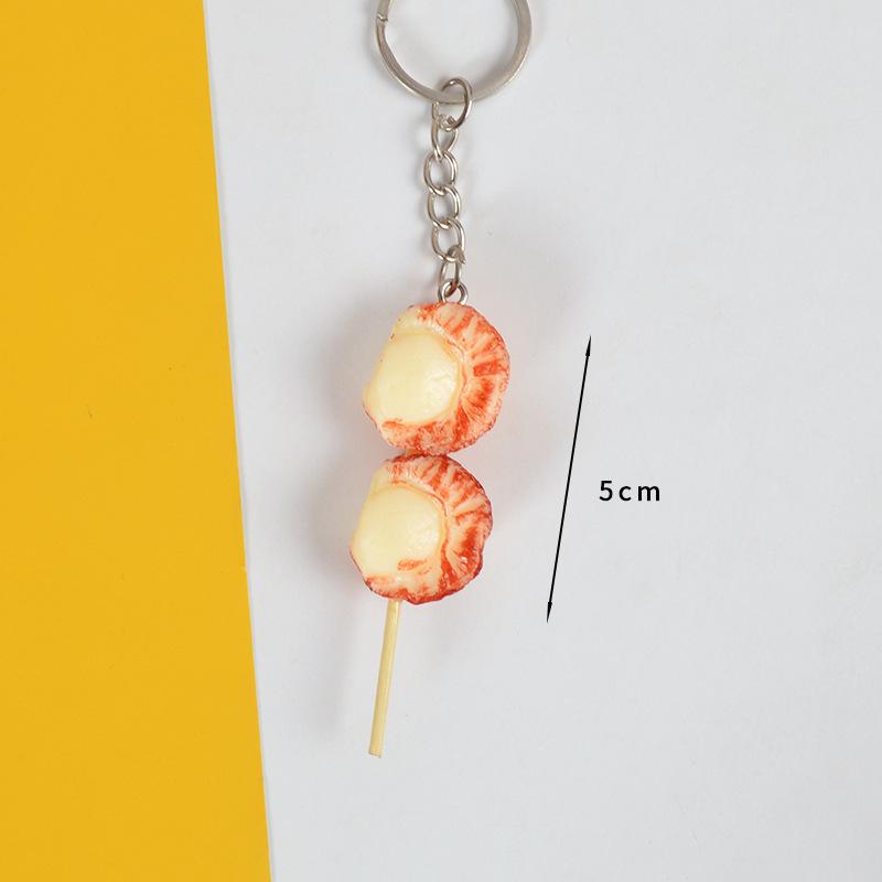 Spiedino di Calamari Pvc Porta Chiave Auto Chiave di Casa Cibo Finto Portachiavi Spiedino Simulatione Portachiavi Barbecue Moda Coreana Gioielli Ciondolo per Borsa