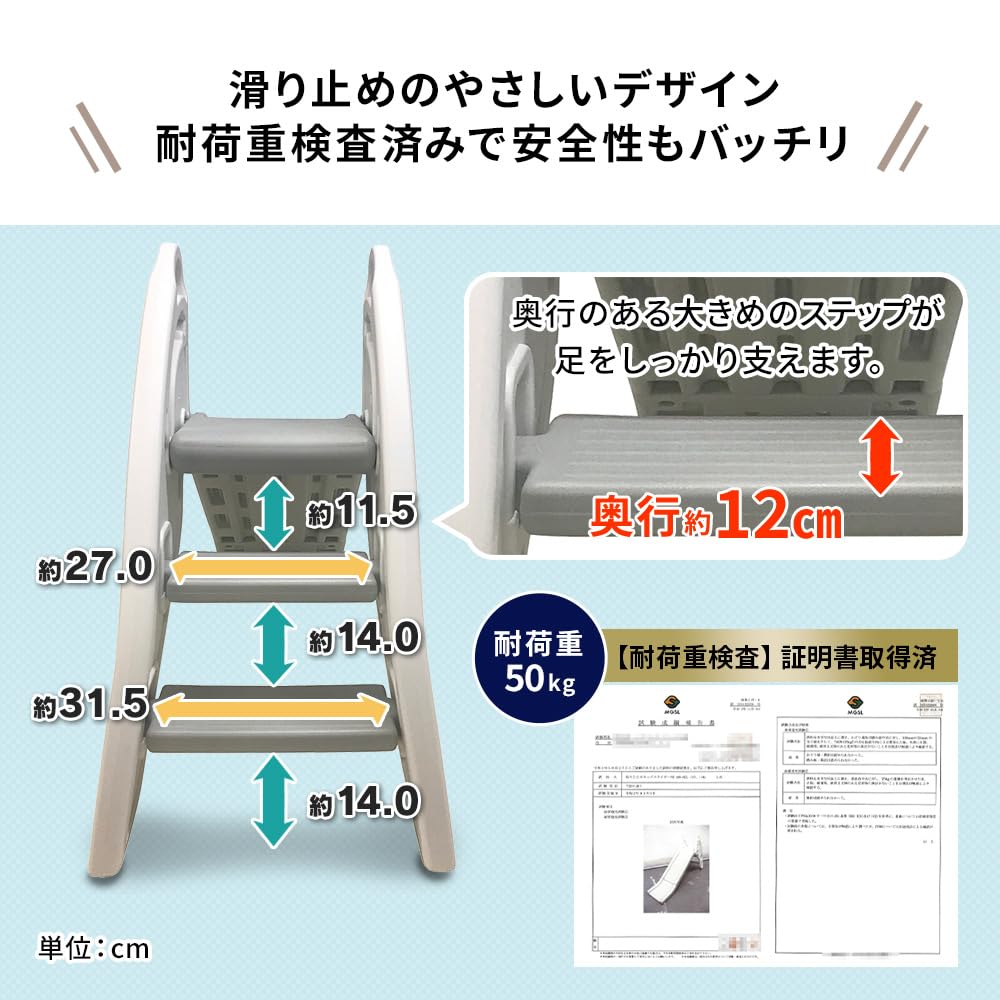 Iris Plaza Folding Slide, Kids Slider, Indoor Use, Safe and Sturdy, Dimensions: Approx. 18.5" W X 5.7" D X 30.2" H, White X Gray, PZ90112 [Used]
