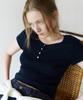 LETTERA Henley Neck Short Sleeve Knit