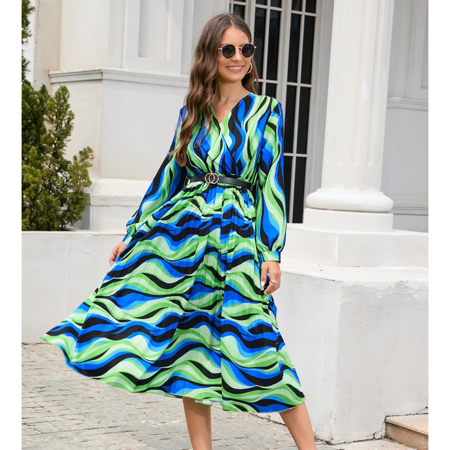 

2025 Новое женское модное элегантное платье весна-лето с принтом, тонкая талия, тренд, свободное и удобное платье XXL