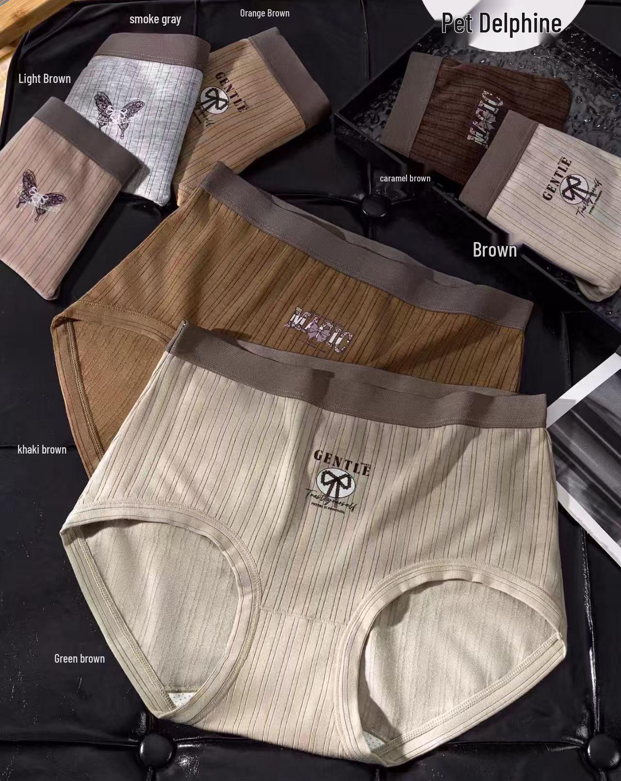 

Maillard Color High-Waisted Ribbed Cotton Plus Size Striped Panties for Women - Winter Collection One Size [weight range 90-150 jin]