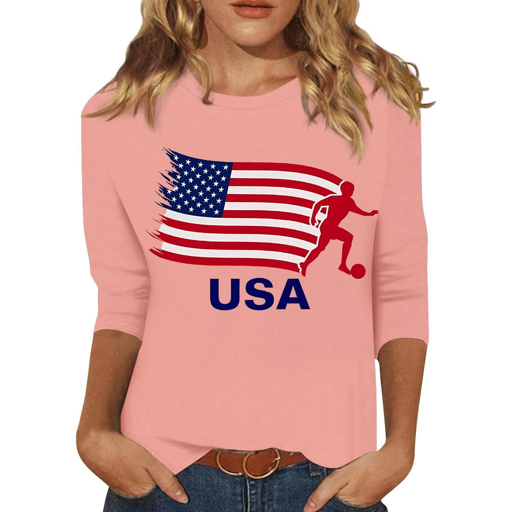Modischer Lässiger Damen-Pullover mit Dreiviertelärm und 250. Unabhängigkeitstag-Aufdruck
