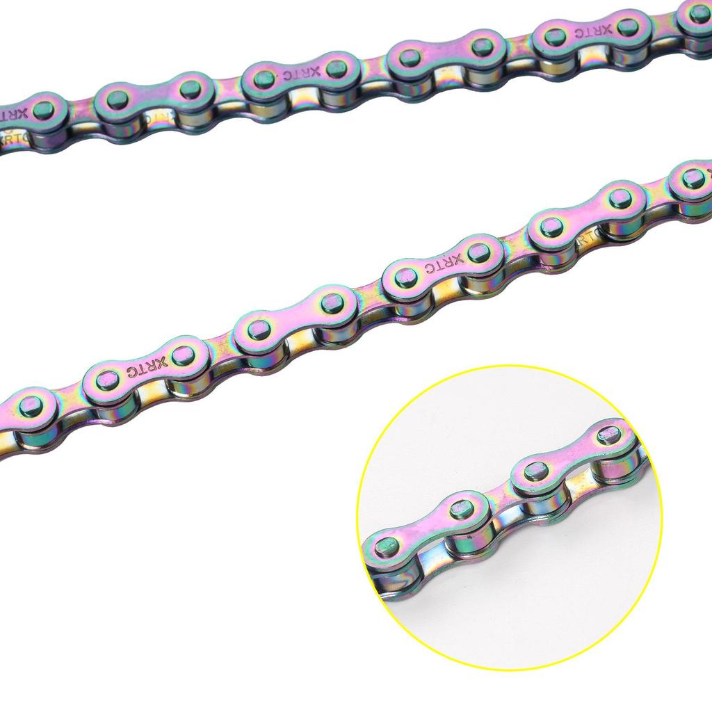 XRTC Anti-Rust Single Speed Bicycle Chain for Kids - Durable and Colorful with Connector, Boxed