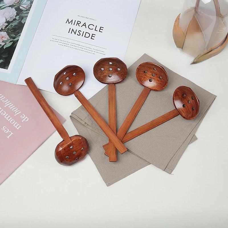 Japanese Ajisen Ramen Spoon Restaurant Nanmu Wooden Turtle Shell Spoon Hot Pot Spicy Spoon Household Tableware