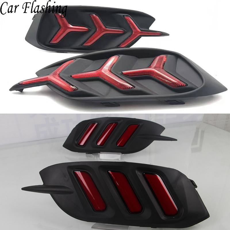 2Pcs 12V Led Rear Driving Lights for Honda Civic 10th 2016 2017 2018 Brake Lights Rear Bumper Lamp Warning Light Signal