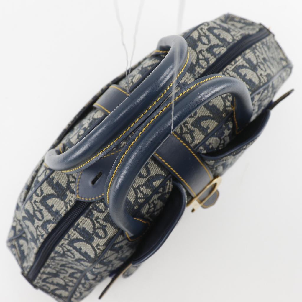 Dior Double saddle Handbag Trotter Navy blue canvas Women Used