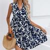 QICED Damenmode, Sommer, Frühling, Blumendruck, ärmellos, V-Ausschnitt, Freizeitkleider