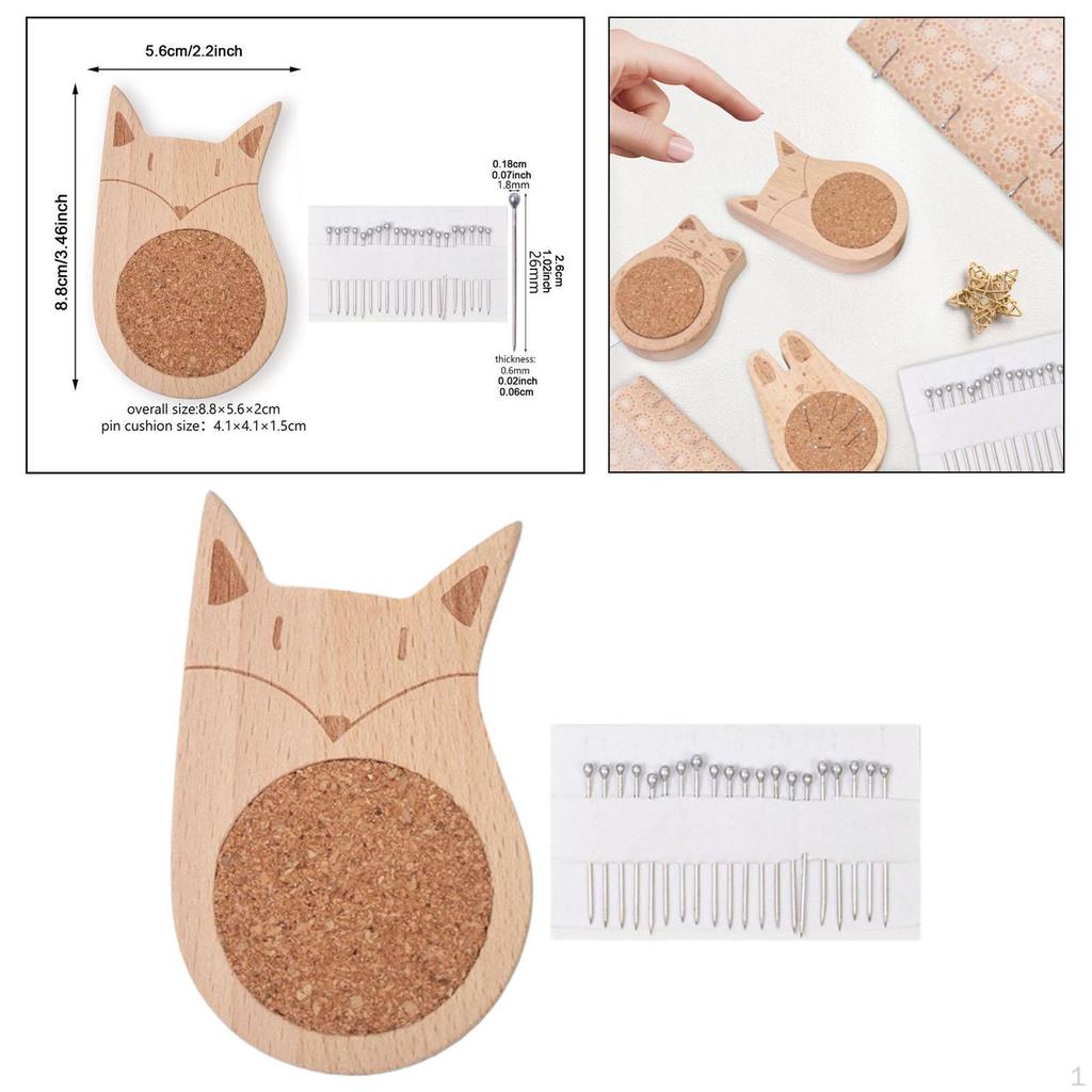 Pin Cushion Needle Organizer Wooden Crafting Supplies Lightweight Holder Pad for