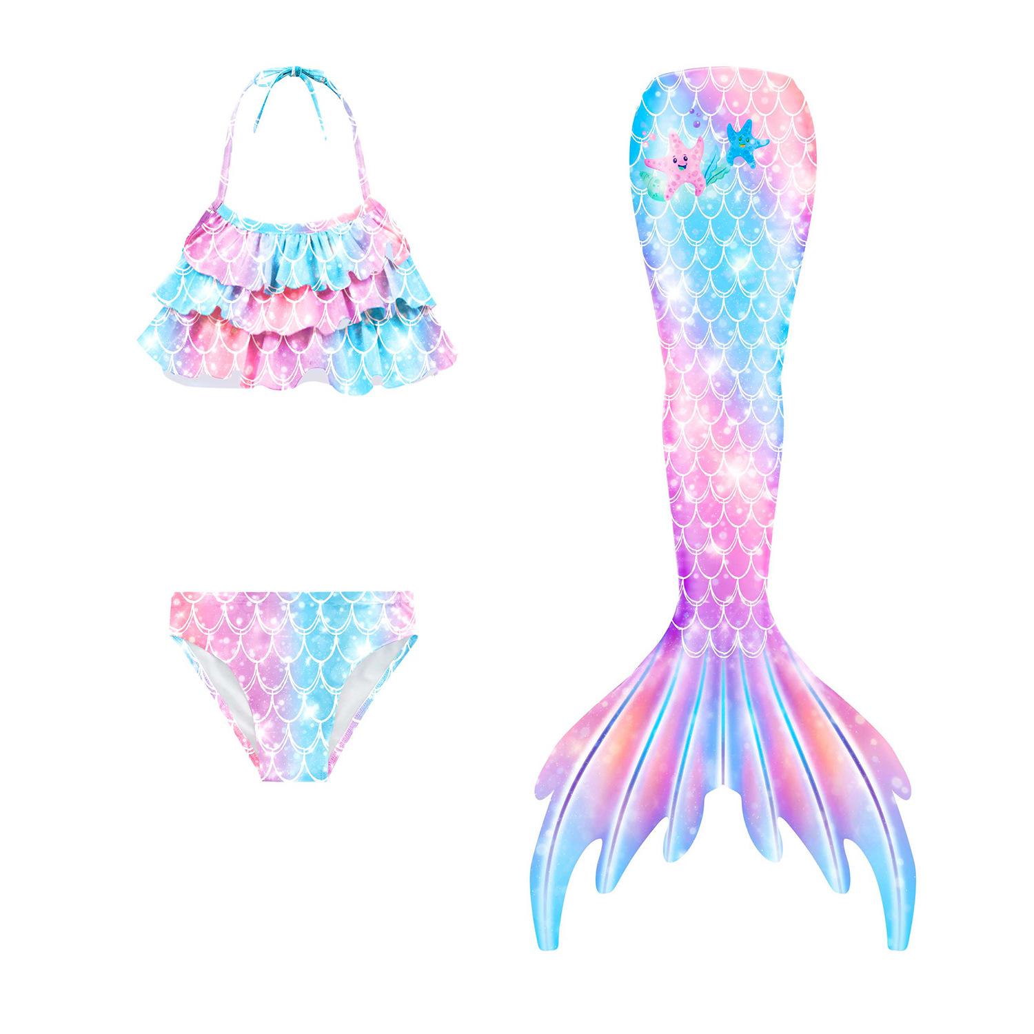 

Новинка 2024 года, детский купальник для девочек, костюм русалки с хвостом русалки, детский купальник для косплея, пляжное бикини в стиле фэнтези 140(8-9T)