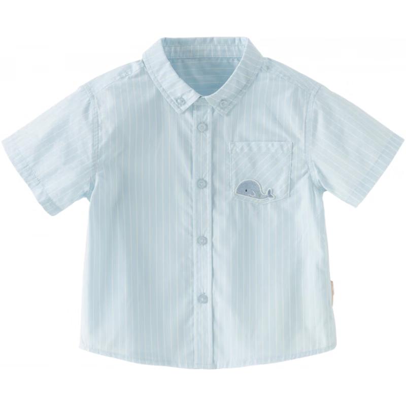 DAVE & BELLA Boys' Striped Short Sleeve Cotton Shirt