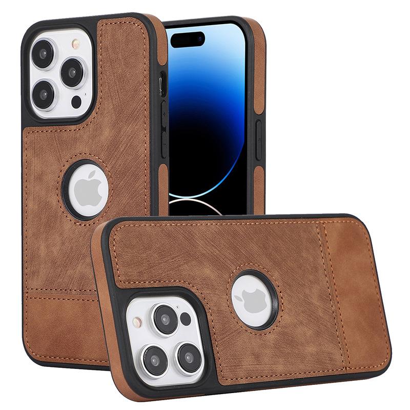 Suitable for Apple 15promax Phone Case, IPhone14 Full Cover 13 Business High-end 12 Anti-drop 11 Patchwork Leather Case