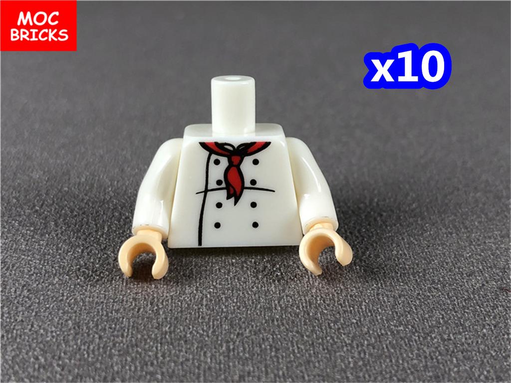 10pcs MOC Bricks Suit Chef doctor Body Part Torso Building Blocks Accessories Assembles Particles Toys Gifts