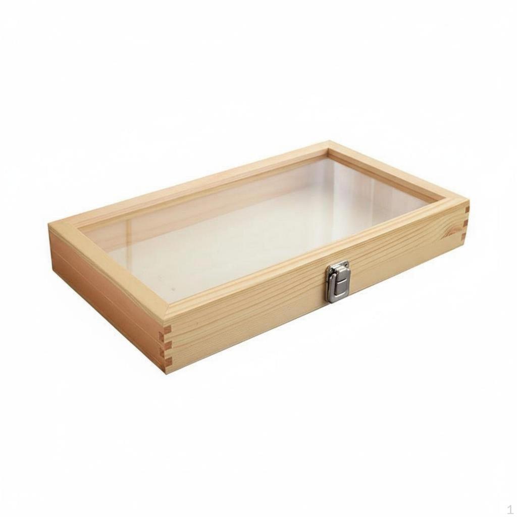 Clear Lid Wooden Box Construction Wood Jewelry Storage Multipurpose for Collectors, Hobbyists,