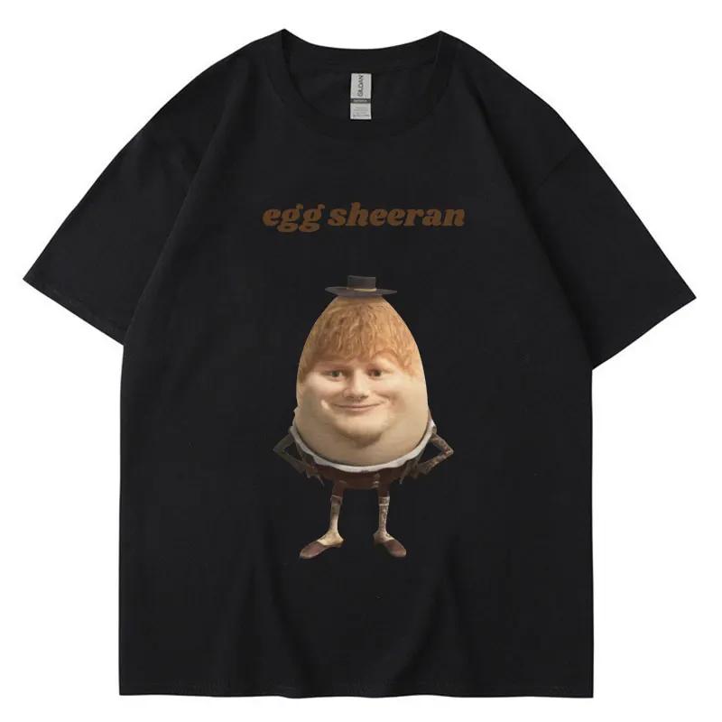 Funny Egg Ed Sheeran Meme Picture Tshirt Breathable Casual Short Sleeve Men's Women's Tshirt Super Street Headwear Gift