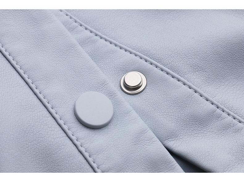 2025 Spring Women's Solid Color Loose Lapel PU Leather Jacket