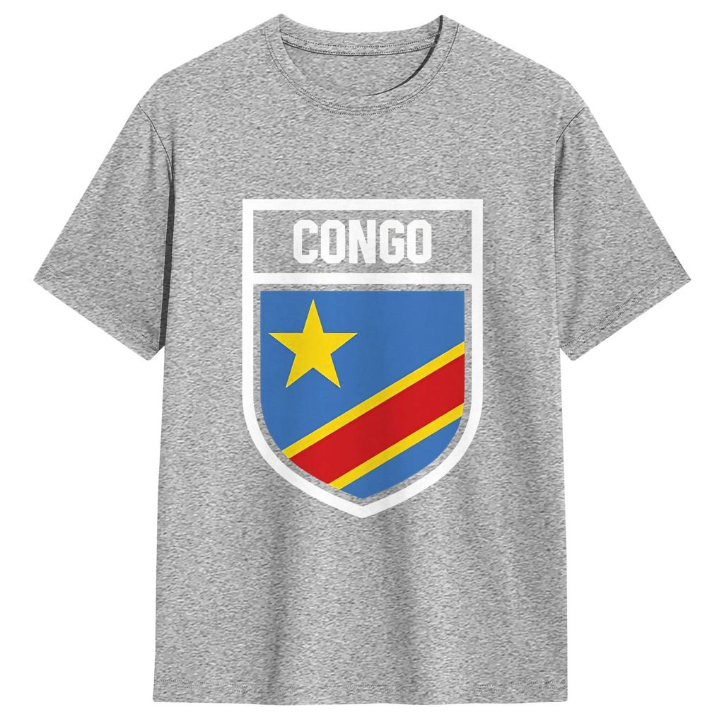 Fashion Congo Flag TShirts Unisex Round Collar Pure Cotton T Shirt Short Sleeve Tee Shirt 6XL Tops