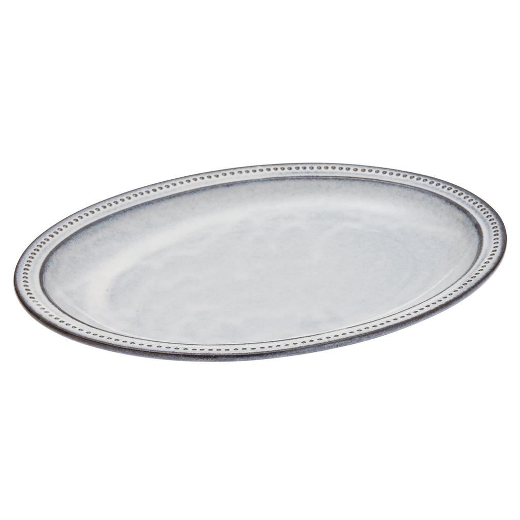 Rim Dot Plate L Black Clay Milky White 30304