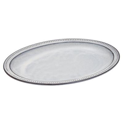 Rim Dot Plate L Black Clay Milky White 30304