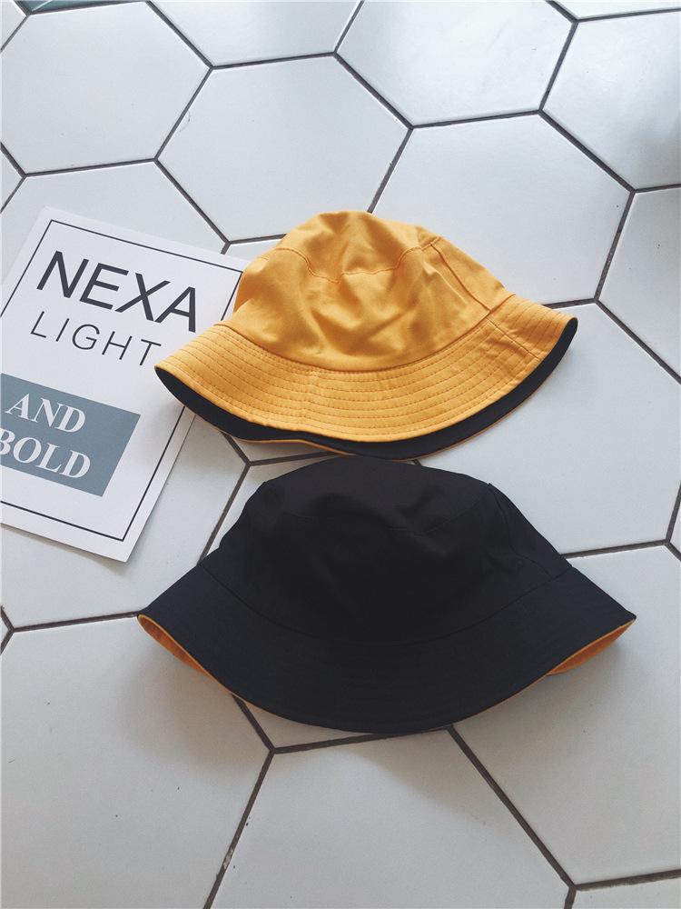 

Multi-color double-sided bucket hat women s summer two-sided casual versatile solid color sun hat men s yellow basin hat M（56-58cm） жёлтый