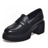 Women's spring new thick-soled foot-fitting single shoes first-layer cowhide casual women's shoes waterproof platform thick-heeled shoes
