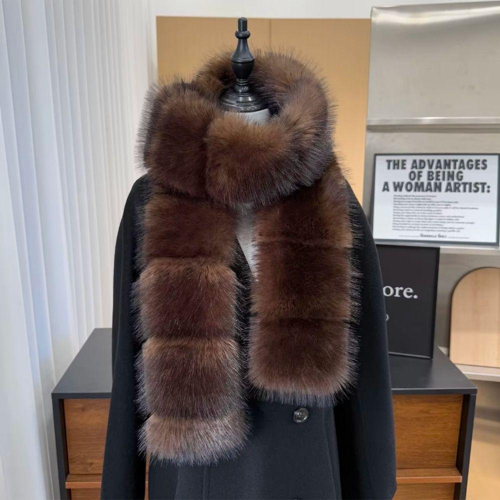 Imitation Mink Fur Long Faux Fur Scarf Thick Shawl Wrap Elegant Fluffy Scarf Outdoor