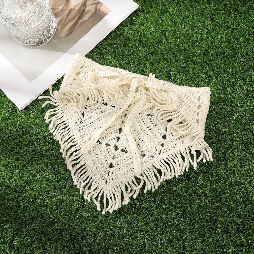 Knitted Tassel Triangle Scarf Ladies Crochet Pastoral Retro Hair Accessories Bandana Headbands For Women Girls French Hair Bands