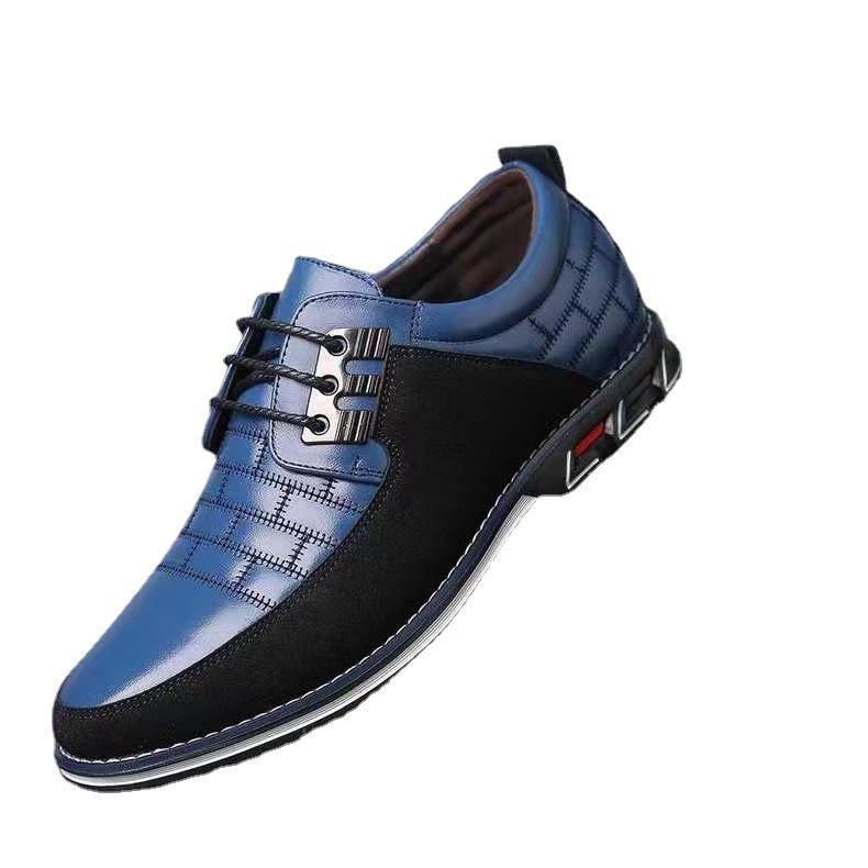 Men's Versatile Korean-Style Leather Lace-Up Shoes, Casual and Business, Sizes 47-48