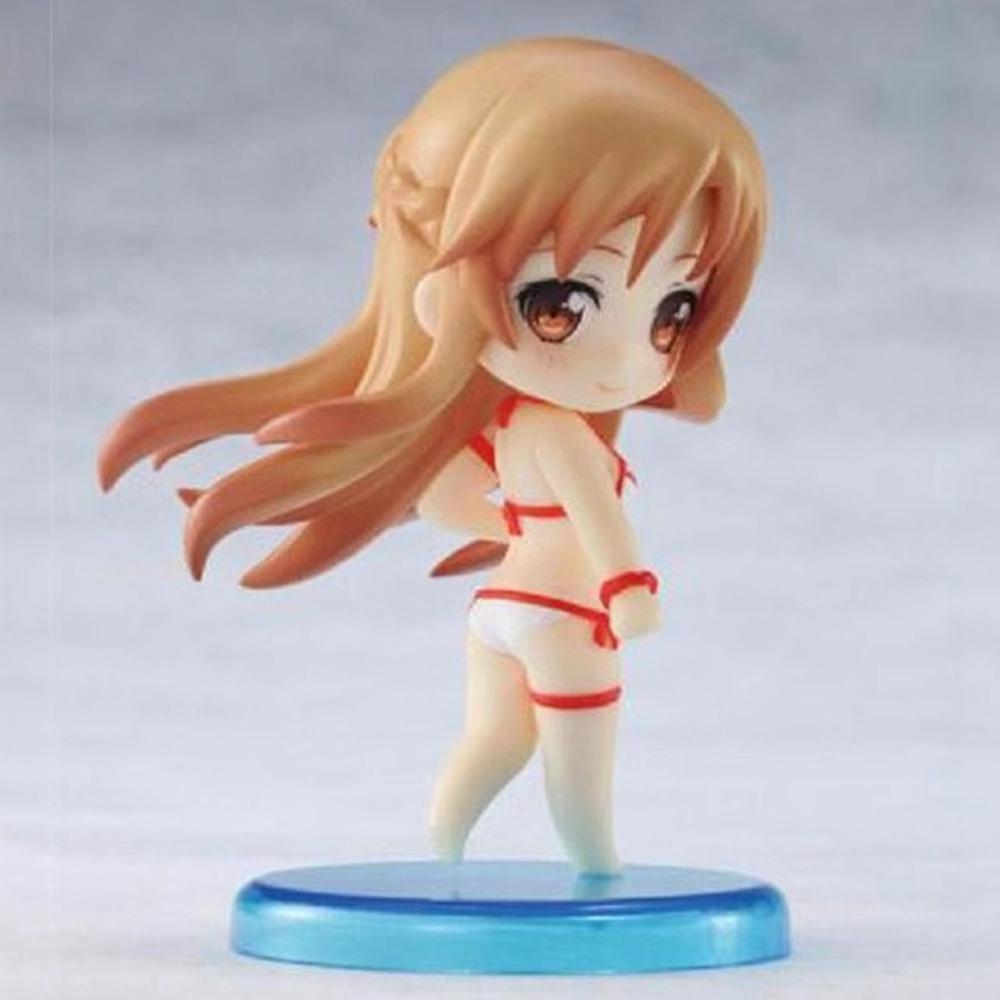 4Pcs/1Set Anime Sword Art Online Figure Yuuki Asuna Ayano Keiko Shinozaki Rika Kirigaya Suguha Swimsuit Q Version Model Toy Doll