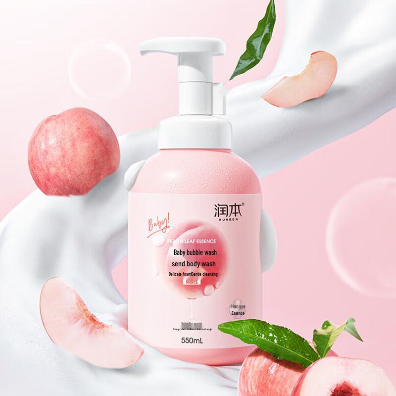 

RUNBEN Baby Bubble Shampoo & Body Wash, Peach Leaf Extract