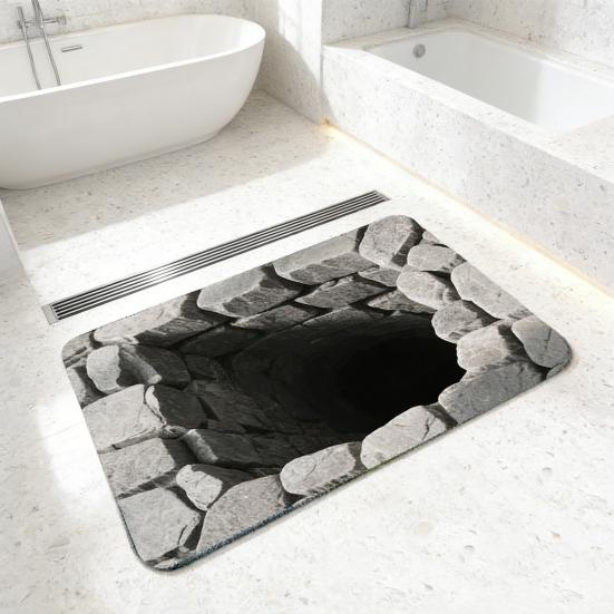 Floor Mat 3D Optical Illusion Rug with Realistic Hole Effect Soft Non-Slip Pet-Friendly Carpet Living Room Hallway Decorative Rug