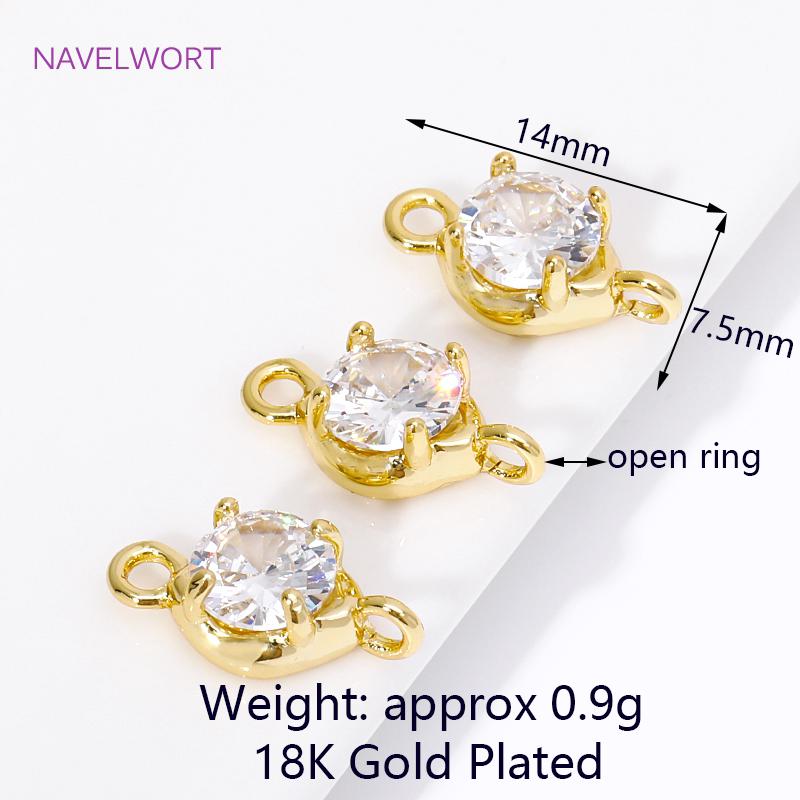 Luxury 18K Gold Plated/Rhodium with Zircon Round/Oval Charms Pendant Connector For Jewelry Making DIY Earrings Accessories